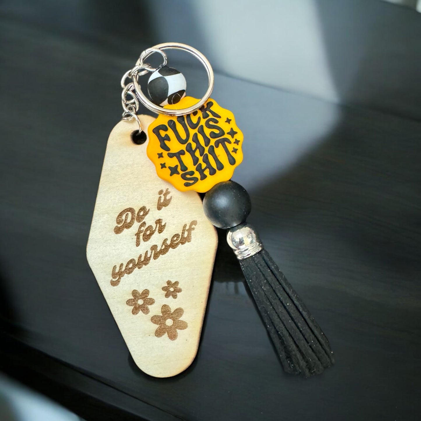 Wood + Silicone Bead Keychain